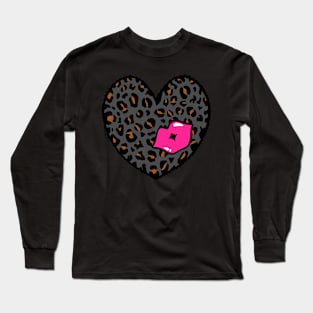 Leopard Heart Kiss, Cheetah Heart, Kiss Long Sleeve T-Shirt